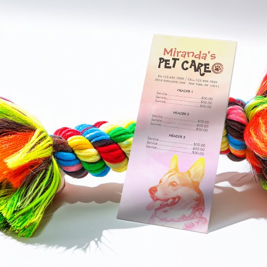 ペットケア着座グルーミング美しいサロン価格表 ラックカード