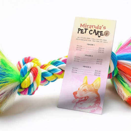 ペットケア着座グルーミング美しいサロン価格表 ラックカード