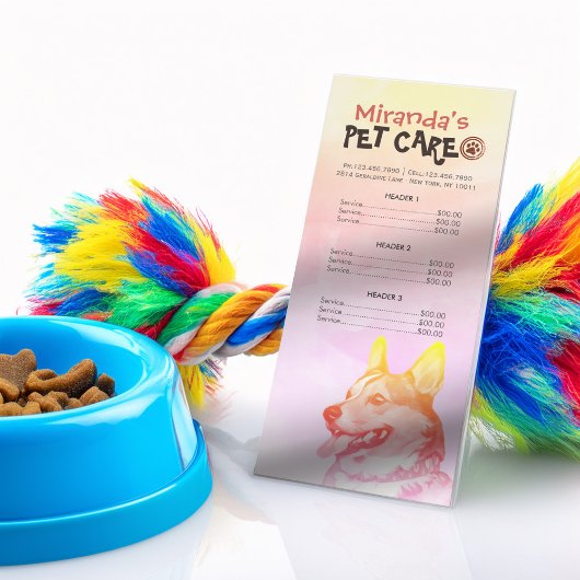 ペットケア着座グルーミング美しいサロン価格表 ラックカード