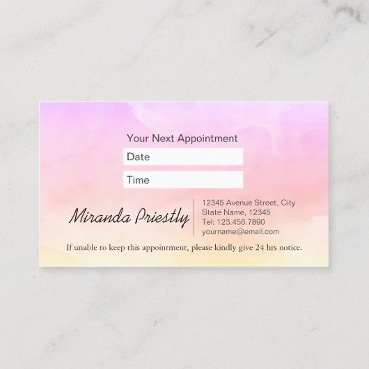 ペットケア着座入浴グルーミングサロンコルギドッグ 予約カード (裏面)