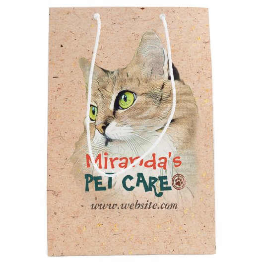 ペットケア着座入浴グルーミング美しいサロン猫 ミディアムペーパーバッグ (正面)
