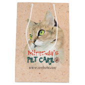 ペットケア着座入浴グルーミング美しいサロン猫 ミディアムペーパーバッグ (裏面)