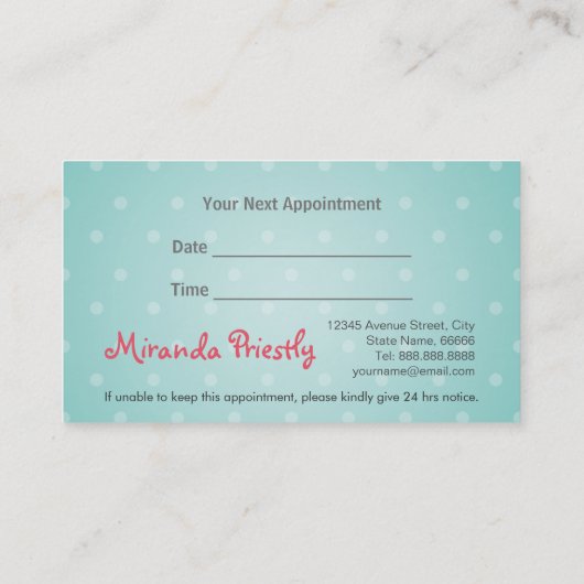 ペットケア着座入浴グルーミング美しいサロン 予約カード (裏面)