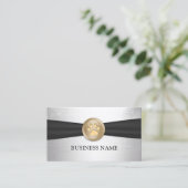 ペットケア金ゴールドポーバッジブラックリボンシルバー 名刺 (スタンド正面)