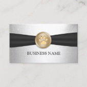 ペットケア金ゴールドポーバッジブラックリボンシルバー 名刺 (正面)