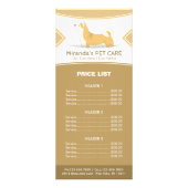 ペットケア シッティング グルーミング ビューティー サロン 料金表 ラックカード (正面)