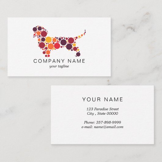 ペットケア |犬の歩く |円を使用したダシュント 名刺 (正面/裏面)