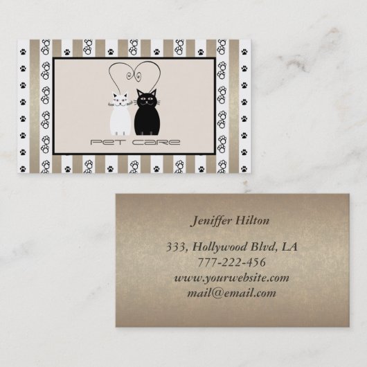ペットケエレガントア猫おもしろいはヴィンテージを歩ストライプく 名刺 (正面/裏面)