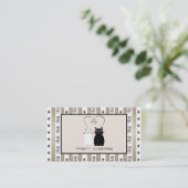 ペットケエレガントア猫おもしろいはヴィンテージを歩ストライプく 名刺 (スタンド正面)