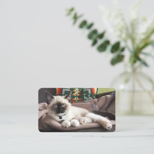 ペットサービスグラマラスな子猫の写真テンプレート 名刺 (スタンド正面)