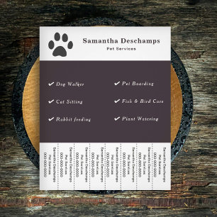 ペットサービスストリップフライヤーのティアオフ チラシ