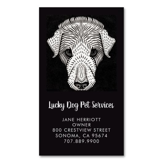 ペットサービスドッグウォーカートリマー保育事業 マグネット名刺 (正面縦)