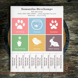 ペットサービス&カラースクウェア切り取りストリップフライヤー チラシ