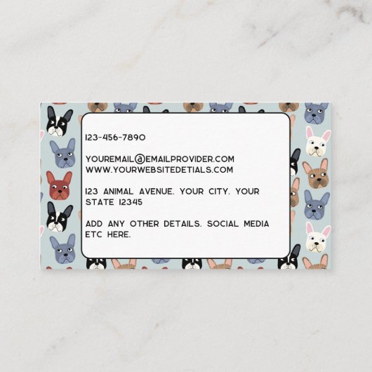 ペットサービフランスのスブルドッグ名刺 名刺 (裏面)