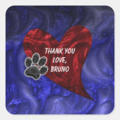 ペットシッターありがとうお前足ハート動物鑑賞会 スクエアシール (正面)