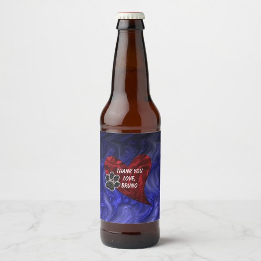 ペットシッターありがとうポープリントハート感謝 ビールラベル (正面)