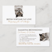 ペットシッターおもしろいグレイブリティッシュショートヘア猫 名刺 (正面/裏面)