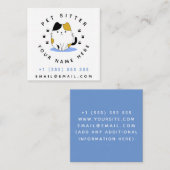 ペットシッターのウォーカーキュートかわいい猫動物ホテル スクエア名刺 (正面/裏面)