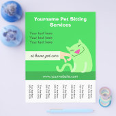 ペットシッターのキャットチラシ – グリーン チラシ (シングル)