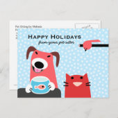 ペットシッターのハッピーホリデー シーズンポストカード (正面/裏面)