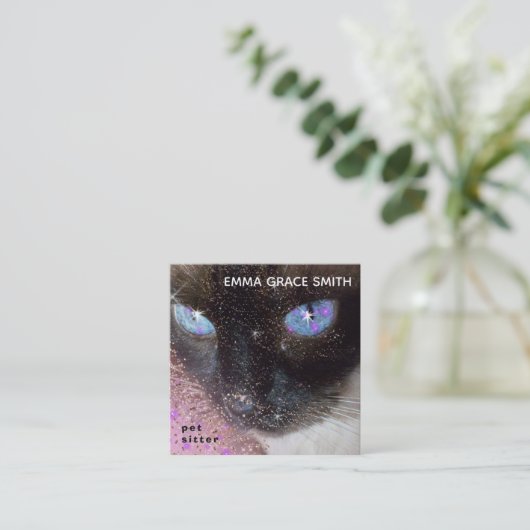 ペットシッターの可愛い猫の写真 スクエア名刺 (スタンド正面)