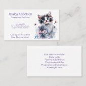 ペットシッターの名刺 – 花が可愛い猫 名刺 (正面/裏面)