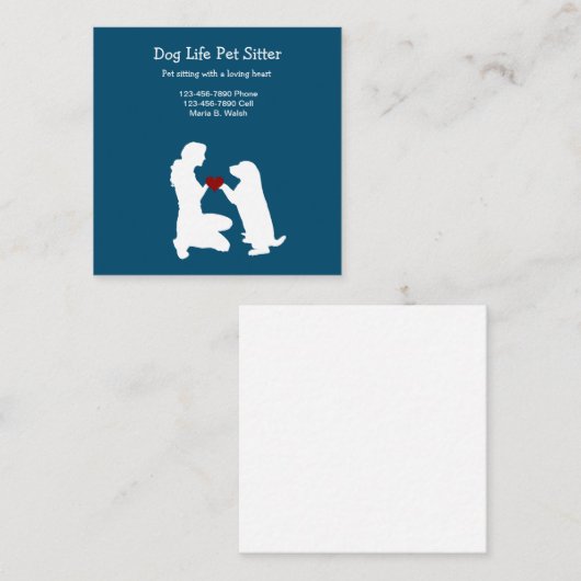 ペットシッターをテーマにした名刺 スクエア名刺 (正面/裏面)
