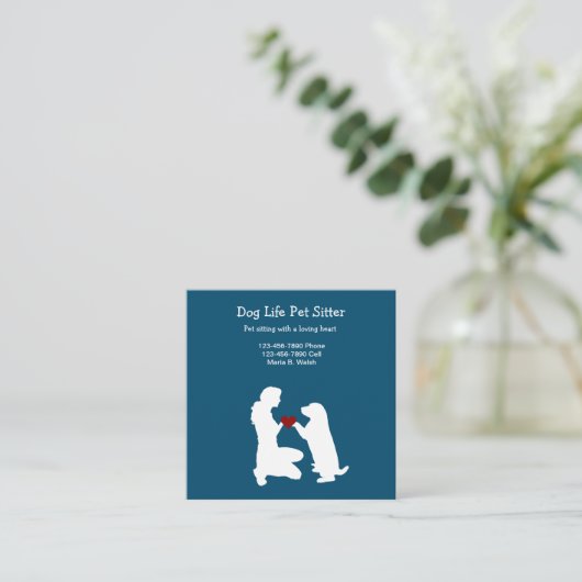 ペットシッターをテーマにした名刺 スクエア名刺 (スタンド正面)