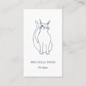 ペットシッターウィンキングキャットネイビーブルーQRコード 名刺 (正面)