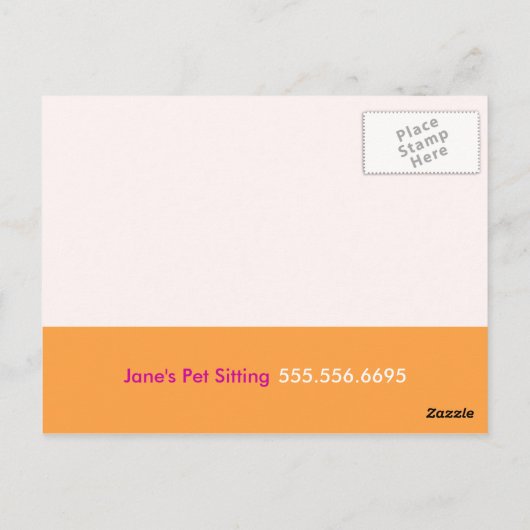 ペットシッタークーポンメーラー&ヨークシャーテリア猫ソファピンク ポストカード (裏面)