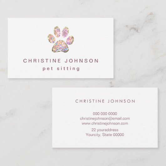 ペットシッターグリッターポープリントロゴ 名刺 (正面/裏面)
