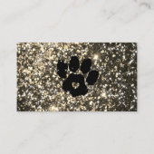 ペットシッターグルーミンググリッター金ゴールドブラックドッグキャットポー 名刺 (裏面)