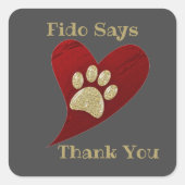ペットシッタードッグウォーカーありがとうハート感謝 スクエアシール (正面)