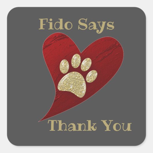 ペットシッタードッグウォーカーありがとうハート感謝 スクエアシール (正面)