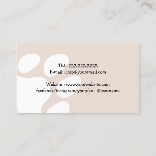 ペットシッタードッグウォーカーかわいいポーハートベルベット 名刺 (裏面)