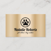 ペットシッタードッグウォーカーの足のロゴモダン金ゴールド 名刺 (正面)