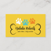 ペットシッタードッグウォーカーカスタムカラーポープリント金ゴールド 名刺 (正面)