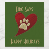 ペットシッタードッグウォーカーポープリントハッピーホリデイズ ワインラベル (シングルラベル)