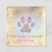 ペットシッターフェイクフォイルpawプリントロゴ スクエア名刺 (正面)