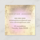 ペットシッターフェイクホイルのピンクのpairプリントロゴ スクエア名刺 (裏面)