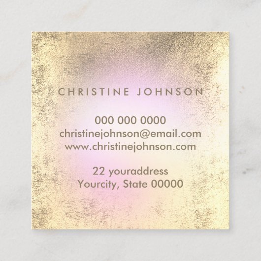 ペットシッターフェイクホイルのピンクのpairプリントロゴ スクエア名刺 (裏面)