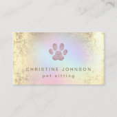 ペットシッターフェイク金ゴールドフォイルpawプリントロゴ 名刺 (正面)