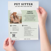 ペットシッター写真セージQRコードフライヤー チラシ (手)