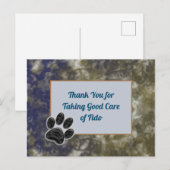 ペットシッター感謝カード ゴールド ブルー 抽象 犬の散歩 ポストカード (正面/裏面)