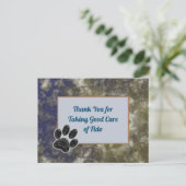 ペットシッター感謝ポストカード ゴールド ブルー 抽象的なデザイン 犬の散歩 ポストカード (スタンド正面)