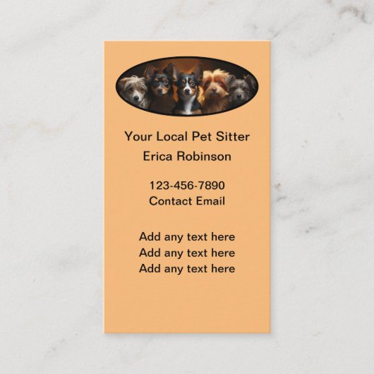 ペットシッター最高のバティカルビジネスカード 名刺 (正面)