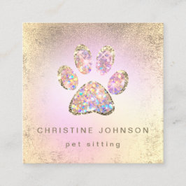 ペットシッター模擬グリッター足 スクエア名刺