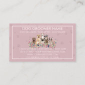 ペットシッター犬の獣医ピンクの額縁のポーズ 名刺 (裏面)
