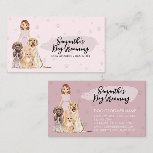 ペットシッター犬の獣医学の漫画 名刺 (正面/裏面)