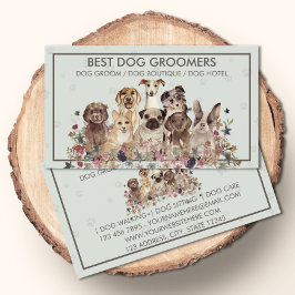 ペットシッター犬の花を座って獣医学レトロ 名刺